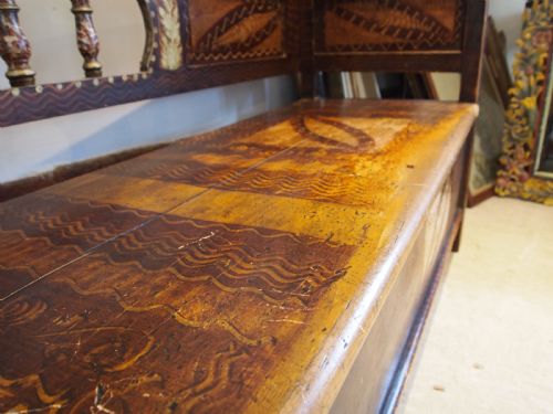 BENCH BOX SETTLE STUNNING ORIGINAL PAINT C1860 - ADDITIONAL PHOTO 4