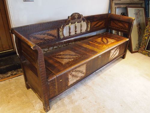 BENCH BOX SETTLE STUNNING ORIGINAL PAINT C1860 - ADDITIONAL PHOTO 5