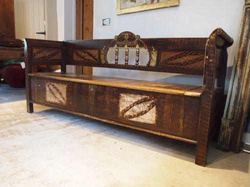 BENCH BOX SETTLE STUNNING ORIGINAL PAINT C1860 - ADDITIONAL PHOTO 12