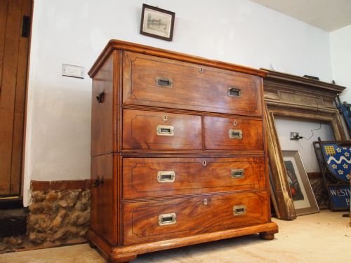 chest of drawers stunning victorian military campaign camphor c1860 - CATEGORY: ANTIQUE CHEST OF DRAWERS - DATED VICTORIAN