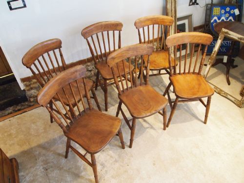 CHAIRS SET OF 6 VICTORIAN WINDSOR ELM SEATS KITCHEN DINING C1880 - ADDITIONAL PHOTO 2
