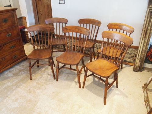 CHAIRS SET OF 6 VICTORIAN WINDSOR ELM SEATS KITCHEN DINING C1880 - ADDITIONAL PHOTO 9