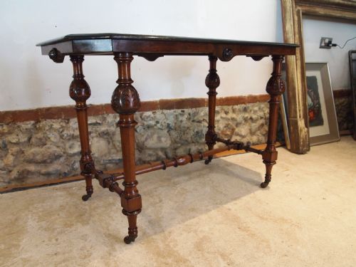 TABLE STUNNING VICTORIAN BURR WALNUT SOFA SIDE HALL LAMP C1870 - ADDITIONAL PHOTO 4