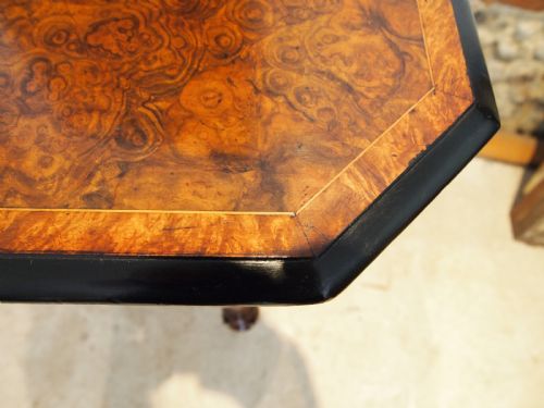 TABLE STUNNING VICTORIAN BURR WALNUT SOFA SIDE HALL LAMP C1870 - ADDITIONAL PHOTO 6