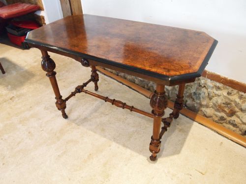 TABLE STUNNING VICTORIAN BURR WALNUT SOFA SIDE HALL LAMP C1870 - ADDITIONAL PHOTO 8