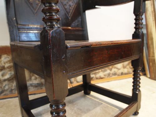 CHAIR STUNNING OAK WAINSCOT YORKSHIREDERBYSHIRE CHARLES II C1660 - ADDITIONAL PHOTO 5