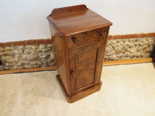 bedside cabinet cupboard victorian burr walnut c1860 - CATEGORY: ANTIQUE CUPBOARDS - DATED VICTORIAN