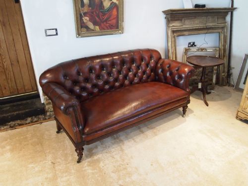 SOFA SETTEE OUTSTANDING VICTORIAN CHESTERFIELD CHESTNUT LEATHER C1870 - ADDITIONAL PHOTO 1