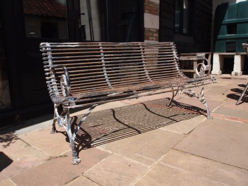 RARE ORIGINAL CRASSIN ARRAS GARDEN BENCH WROUGHT AND CAST IRON C1900 - ADDITIONAL PHOTO 8