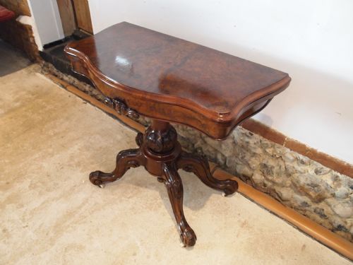 table rare fine card hall lamp console burr walnut i waterer chertsey c1830 - CATEGORY: ANTIQUE TABLES - DATED 19TH CENTURY