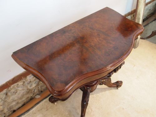 TABLE RARE FINE CARD HALL LAMP CONSOLE BURR WALNUT I WATERER CHERTSEY C1830 - ADDITIONAL PHOTO 1
