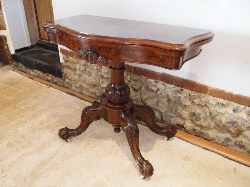 TABLE RARE FINE CARD HALL LAMP CONSOLE BURR WALNUT I WATERER CHERTSEY C1830 - ADDITIONAL PHOTO 9
