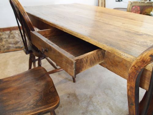 TABLE REFECTORY FARMHOUSE DINING RUSTIC FRENCH OAK AND BIRCH C1840 - ADDITIONAL PHOTO 8