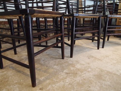 CHAIRS RARE SET OF SIX ARTS AND CRAFTS ASH MORRIS STYLE ARMCHAIRS C1890 - ADDITIONAL PHOTO 4
