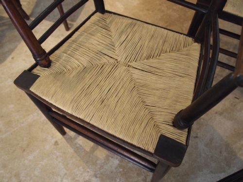 CHAIRS RARE SET OF SIX ARTS AND CRAFTS ASH MORRIS STYLE ARMCHAIRS C1890 - ADDITIONAL PHOTO 8