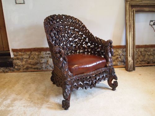 chair 'the finest' burmese easy chair victorian period c1880 - CATEGORY: ANTIQUE CHAIRS - DATED 1880