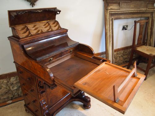 DAVENPORT DESK FINEST QUALITY PIANO TOP BURR WALNUT C1860 - ADDITIONAL PHOTO 4