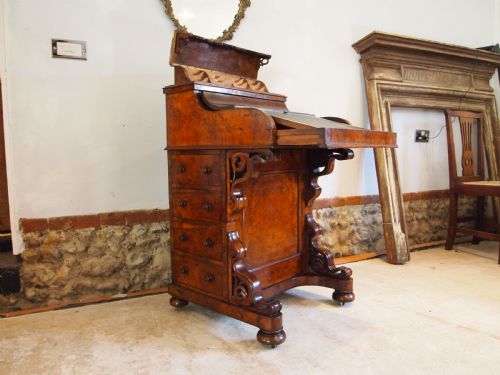 DAVENPORT DESK FINEST QUALITY PIANO TOP BURR WALNUT C1860 - ADDITIONAL PHOTO 10
