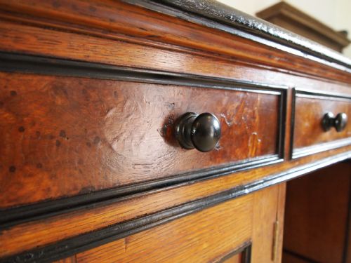 DESK RARE POLLARD AND BURR OAK VICTORIAN STUNNING C1850 - ADDITIONAL PHOTO 7
