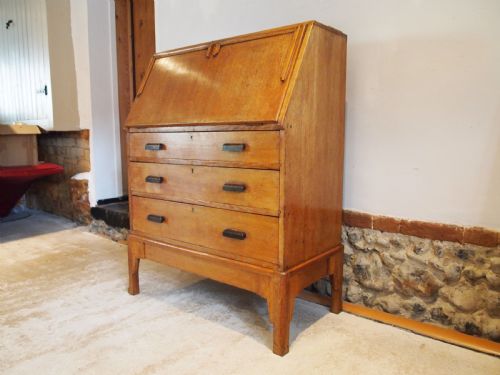 bureau limed oak art deco manner of heals c1920 - CATEGORY: ANTIQUE BUREAU - DATED 1920