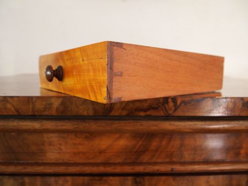 CHEST OF DRAWERS RARE WELLINGTON SECRETAIRE AND CUPBOARD BURR WALNUT C1860 - ADDITIONAL PHOTO 5