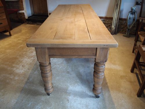 TABLE FANTASTIC EDWARDIAN OAK SCRUB TOP REFECTORY FARMHOUSE DINING C1900 - ADDITIONAL PHOTO 12
