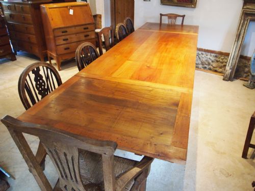 TABLE RARE EXTENDING REFECTORY FARMHOUSE FRENCH CHERRYWOOD C1890 - ADDITIONAL PHOTO 5
