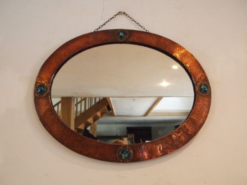 mirror liberty and co arts and crafts copper enamel ruskin c1900 - CATEGORY: ANTIQUE MIRRORS - DATED 1900