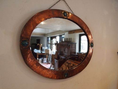 MIRROR LIBERTY AND CO ARTS AND CRAFTS COPPER ENAMEL RUSKIN C1900 - ADDITIONAL PHOTO 3