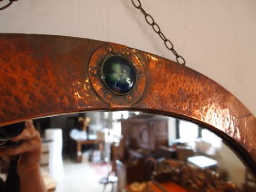 MIRROR LIBERTY AND CO ARTS AND CRAFTS COPPER ENAMEL RUSKIN C1900 - ADDITIONAL PHOTO 4