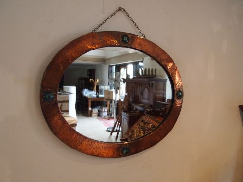 MIRROR LIBERTY AND CO ARTS AND CRAFTS COPPER ENAMEL RUSKIN C1900 - ADDITIONAL PHOTO 10