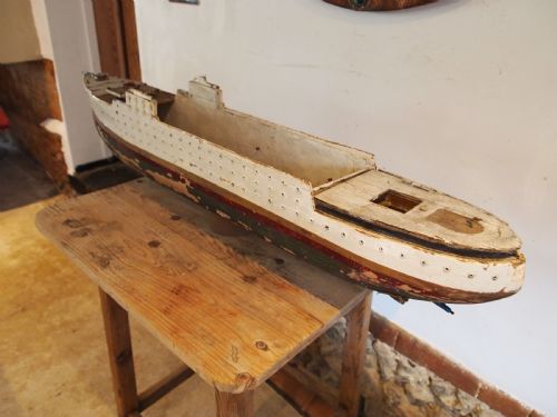 FOLK ART SCRATCH BUILT SHIP MODEL ORIGINAL PAINT C1920 - ADDITIONAL PHOTO 8