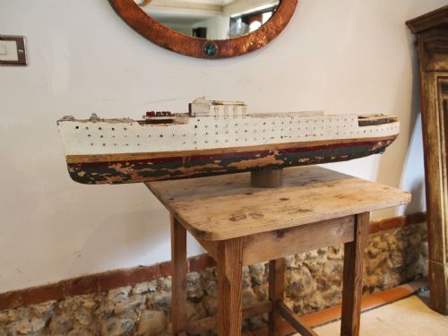 FOLK ART SCRATCH BUILT SHIP MODEL ORIGINAL PAINT C1920 - ADDITIONAL PHOTO 10