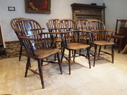 CHAIRS WINDSOR WONDERFUL RARE SET OF SIX LOW HOOP BACK C1830 - ADDITIONAL PHOTO 3