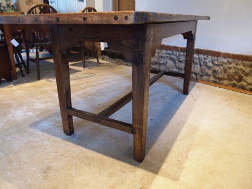 TABLE STUNNING GEORGE III ELM TWO PLANK REFECTORY FARMHOUSE DINING C1780 - ADDITIONAL PHOTO 3