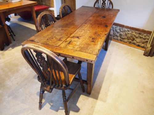 TABLE STUNNING GEORGE III ELM TWO PLANK REFECTORY FARMHOUSE DINING C1780 - ADDITIONAL PHOTO 6