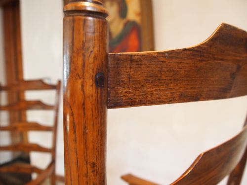 CHAIRS RARE PAIR OF PHILIP CLISSETT ARTS AND CRAFTS LADDERBACK ARMCHAIRS C1890 - ADDITIONAL PHOTO 7