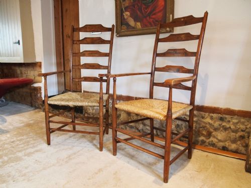 CHAIRS RARE PAIR OF PHILIP CLISSETT ARTS AND CRAFTS LADDERBACK ARMCHAIRS C1890 - ADDITIONAL PHOTO 10