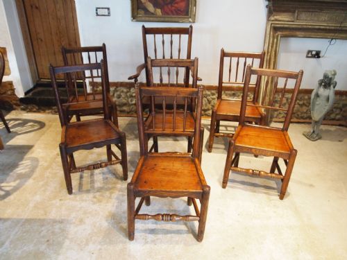 CHAIRS SET OF 7 GEORGE III ELM COUNTRY DINING C1800 - ADDITIONAL PHOTO 6