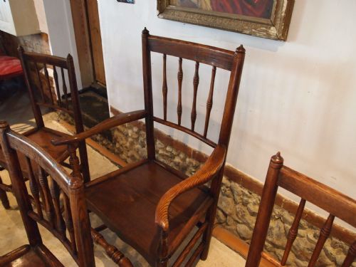 CHAIRS SET OF 7 GEORGE III ELM COUNTRY DINING C1800 - ADDITIONAL PHOTO 7