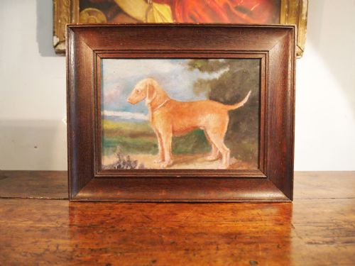 portrait naive primitive folk art bedlington terrier dog dated 1909 - CATEGORY: ANTIQUE ART - DATED EDWARDIAN