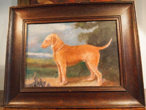 PORTRAIT NAIVE PRIMITIVE FOLK ART BEDLINGTON TERRIER DOG DATED 1909 - ADDITIONAL PHOTO 3