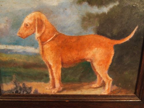 PORTRAIT NAIVE PRIMITIVE FOLK ART BEDLINGTON TERRIER DOG DATED 1909 - ADDITIONAL PHOTO 4