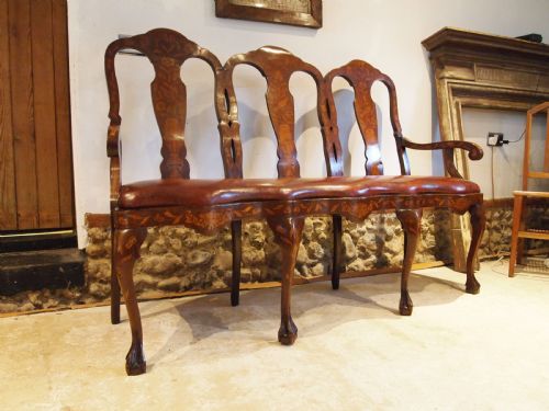 SETTEE SOFA BENCH STUNNING WALNUT INLAID DUTCH C1880 - ADDITIONAL PHOTO 14