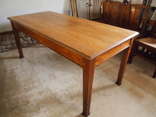 TABLE REFECTORY FARMHOUSE DINING EDWARDIAN OAK C1900 - ADDITIONAL PHOTO 12