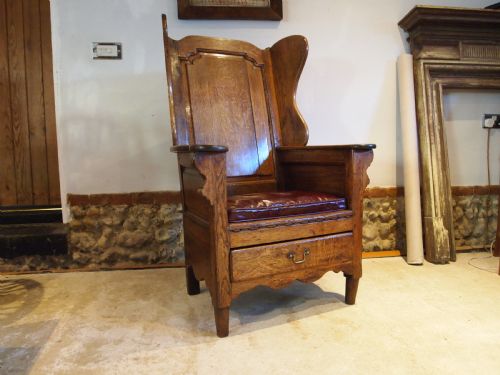 CHAIR OUTSTANDING GEORGE II OAK LAMBING CHAIR C1760 - ADDITIONAL PHOTO 1