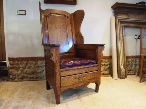 CHAIR OUTSTANDING GEORGE II OAK LAMBING CHAIR C1760 - ADDITIONAL PHOTO 11