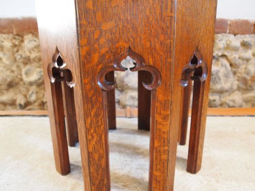 TABLE ARTS AND CRAFTS OAK GOTHIC LOW WINE TABLE C1890 - ADDITIONAL PHOTO 2