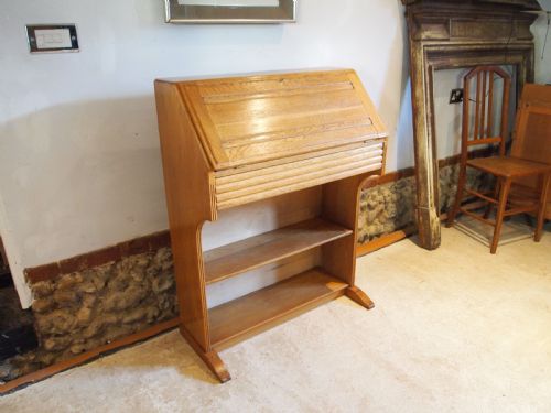 BUREAU ART DECO DESK BOOKCASE OAK MANNER OF HEALS C1930 - ADDITIONAL PHOTO 8