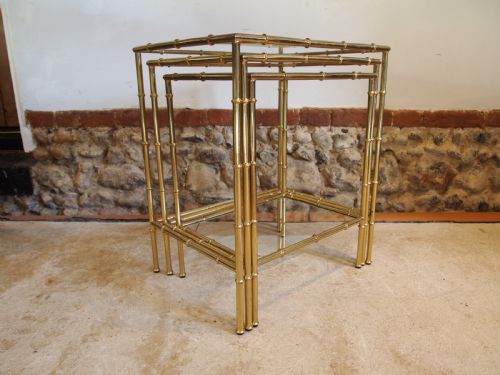 TABLES NEST OF FINE FAUX BAMBOO BRASS ITALIAN C1960 - ADDITIONAL PHOTO 4